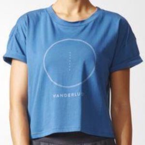 NWT ADIDAS CROP WANDERLUST TOP  SIZE M. BLUE